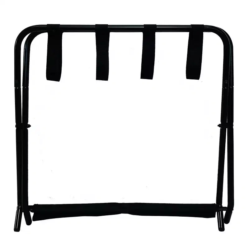 Porte-bagages pliable, support de valise élégant avec étagère de rangement, noir