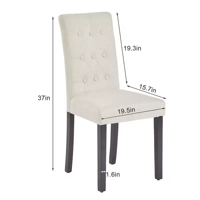 Chaises de salle à manger rembourrées Lot de 2/4/6 Chaises à dossier haut capitonné Siège rembourré et pieds en bois de caoutchouc Chaises de salle à manger Café/Beige/Gris