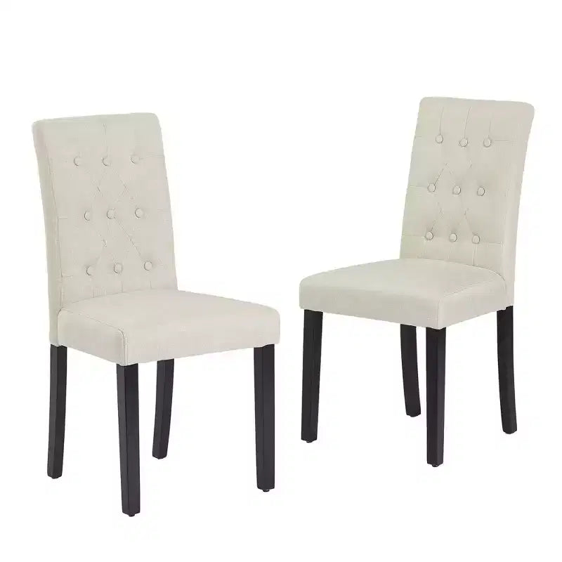 Chaises de salle à manger rembourrées Lot de 2/4/6 Chaises à dossier haut capitonné Siège rembourré et pieds en bois de caoutchouc Chaises de salle à manger Café/Beige/Gris