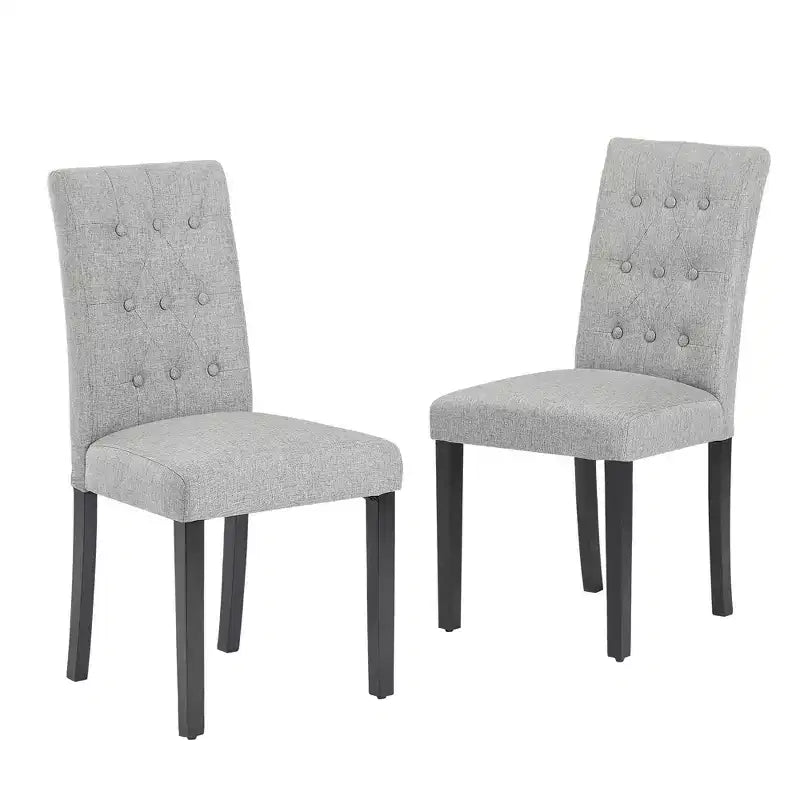 Chaises de salle à manger rembourrées Lot de 2/4/6 Chaises à dossier haut capitonné Siège rembourré et pieds en bois de caoutchouc Chaises de salle à manger Café/Beige/Gris