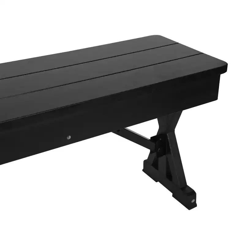 Banc de ferme pliant commercial en pin massif antique de 40 x 12 pouces, noir délavé, avec pieds en X pliables et verrouillables