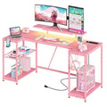 Bestier 63 Inch U Shaped LED Gaming Desk with Power Outlets