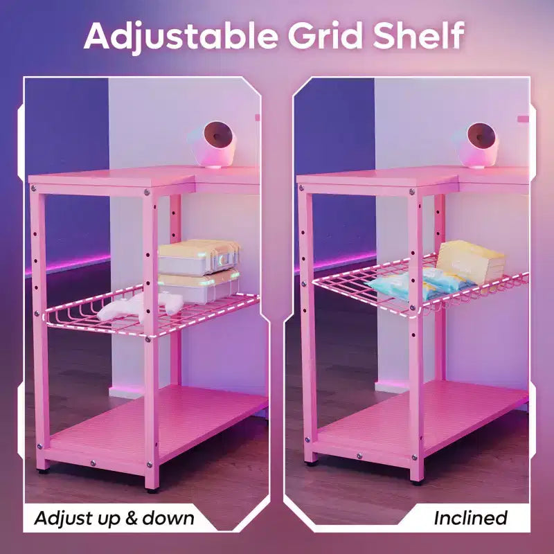 Bureau de jeu en U Bestier 63 pouces avec LED et prises de courant