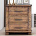 24W Farmhouse Nightstand End Table Side Table Storage Cabinet Bedside Table with 3 Drawers and Reclaimed Pine Wood Frame, Natural-ModernLuxe