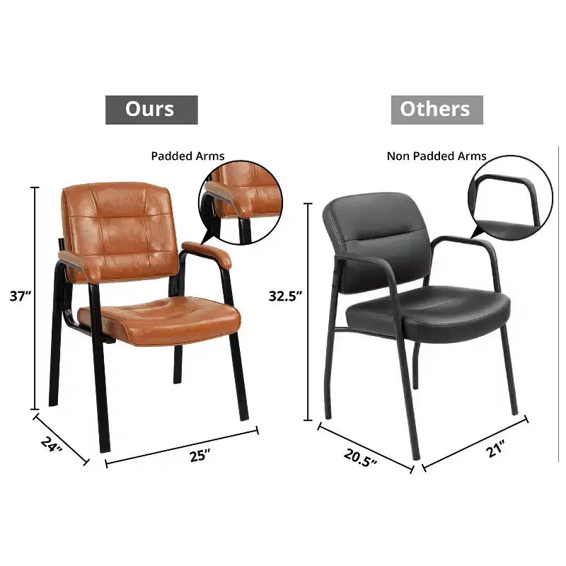 Chaise d'appoint en similicuir avec piètement luge pour visiteurs - Lot de 2/4/6/8