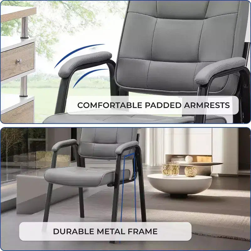 Chaise d'appoint en similicuir avec piètement luge pour visiteurs - Lot de 2/4/6/8
