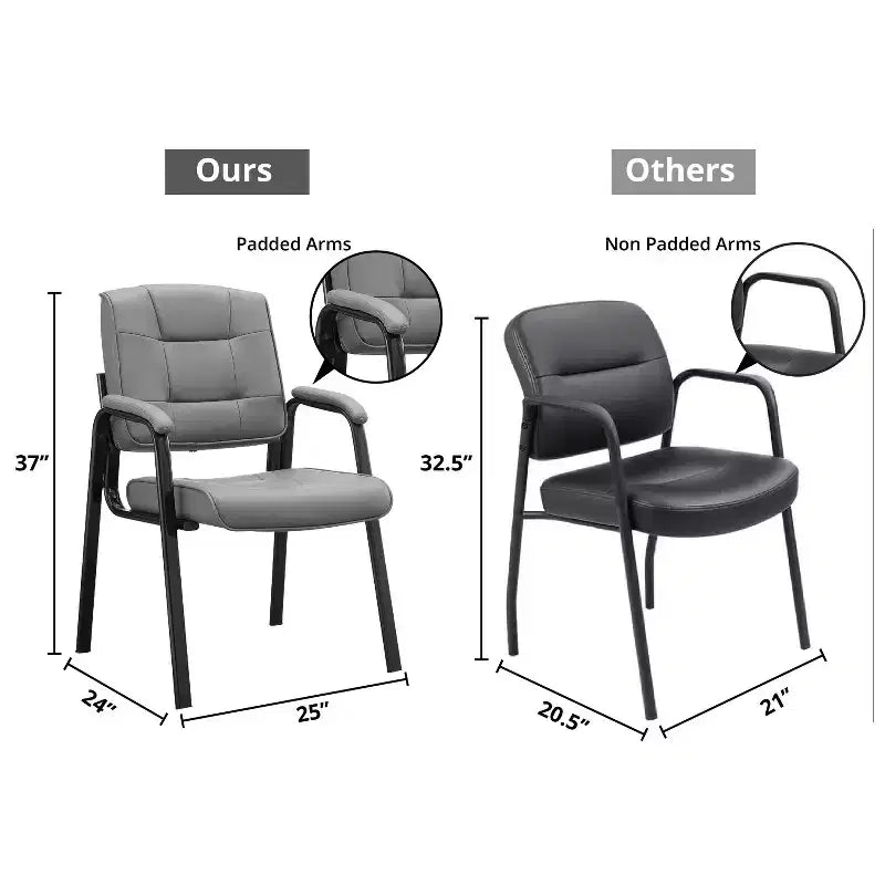 Chaise d'appoint en similicuir avec piètement luge pour visiteurs - Lot de 2/4/6/8