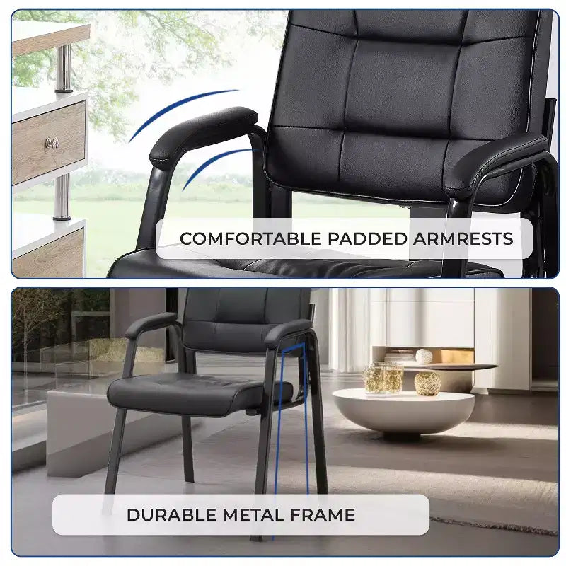 Chaise d'appoint en similicuir avec piètement luge pour visiteurs - Lot de 2/4/6/8