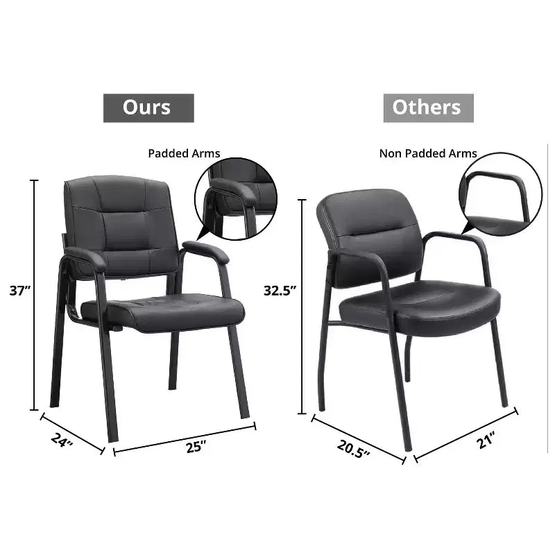 Chaise d'appoint en similicuir avec piètement luge pour visiteurs - Lot de 2/4/6/8