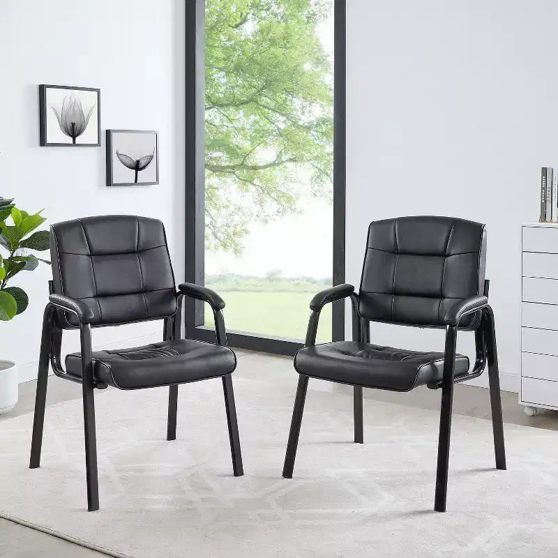 Chaise d'appoint en similicuir avec piètement luge pour visiteurs - Lot de 2/4/6/8