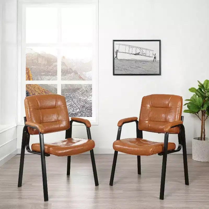 Chaise d'appoint en similicuir avec piètement luge pour visiteurs - Lot de 2/4/6/8