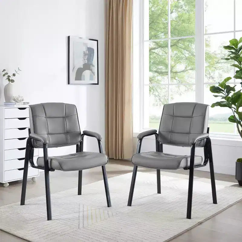 Home Imports Emporium Faux Leather Guest Chair  Sled Base Office Visitor Seating  Set of 2/4/6/8