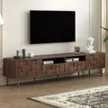 Mid Century TV Stand with 2 Drawers, Media Console Table for TVs up to 85'', Entertainment Center with 2 Storage Cabinet, Dark Brown - HABITRIO