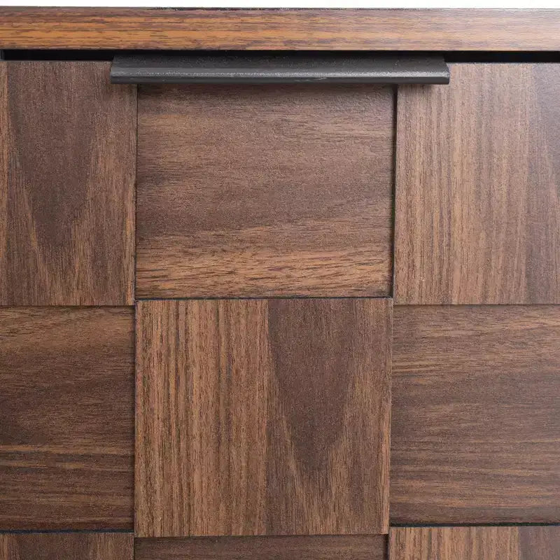 Meuble TV Mid-century avec 2 tiroirs, Table console multimédia pour TV jusqu'à 85 pouces, Meuble de rangement avec 2 armoires, Marron foncé - HABITRIO