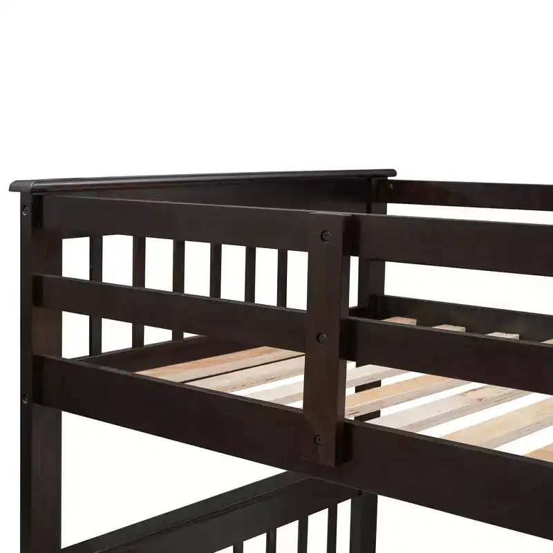 Lit superposé jumeau sur grand avec escalier, tiroir, rangement et barrière de sécurité