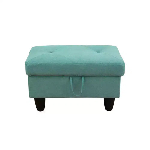 28,5 po (L) Pouf rectangulaire en lin avec rangement