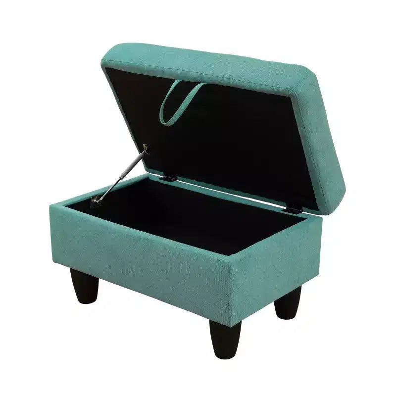 28,5 po (L) Pouf rectangulaire en lin avec rangement