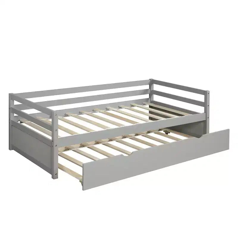 Lit de repos en bois de taille double au design moderne avec lit gigogne, construction robuste