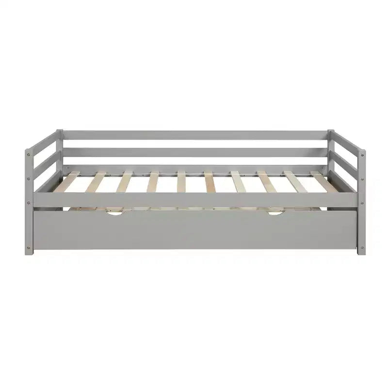 Lit de repos en bois de taille double au design moderne avec lit gigogne, construction robuste