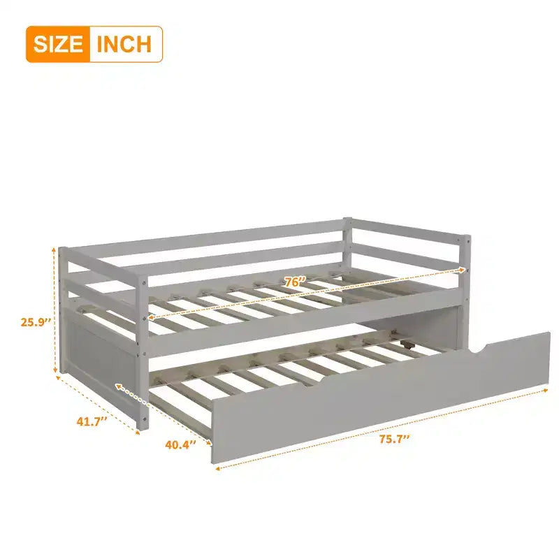 Lit de repos en bois de taille double au design moderne avec lit gigogne, construction robuste