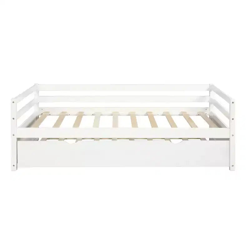 Lit de repos en bois de taille double au design moderne avec lit gigogne, construction robuste