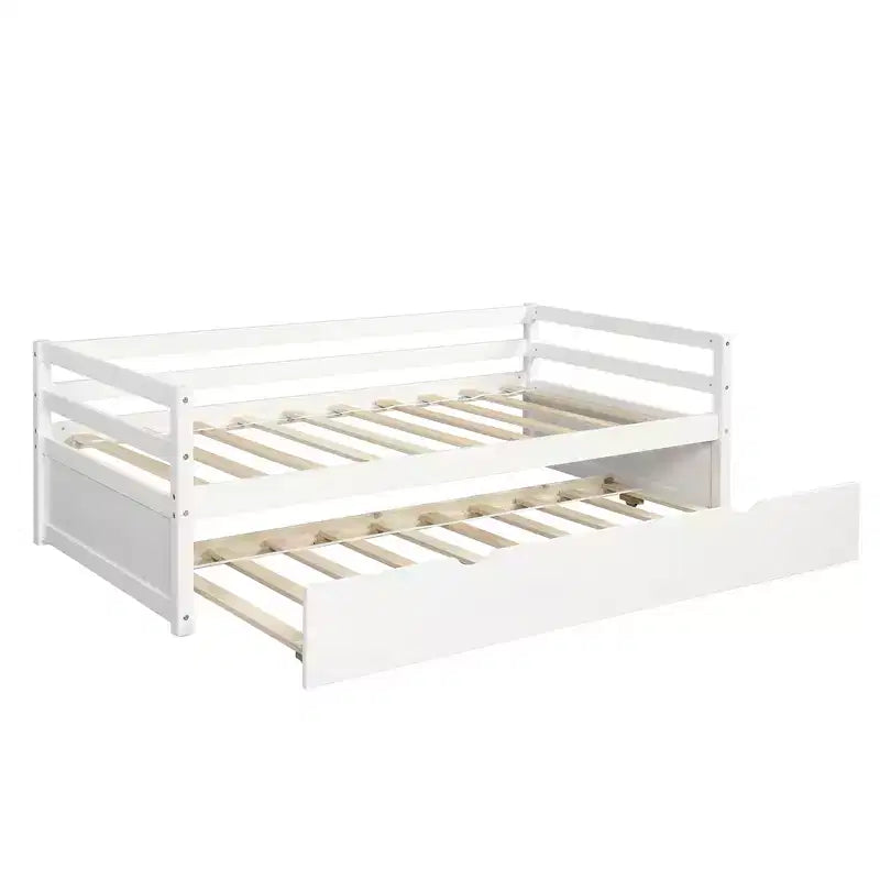 Lit de repos en bois de taille double au design moderne avec lit gigogne, construction robuste