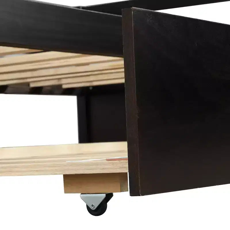 Lit de repos en bois de taille double au design moderne avec lit gigogne, construction robuste