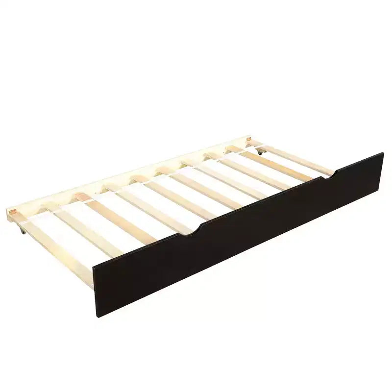Lit de repos en bois de taille double au design moderne avec lit gigogne, construction robuste