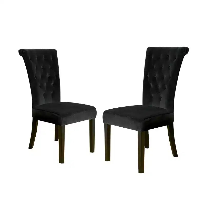GDFStudio Villere Contemporary Tufted Roll Top Dining Chairs with Tapered Leg (Set of 2)