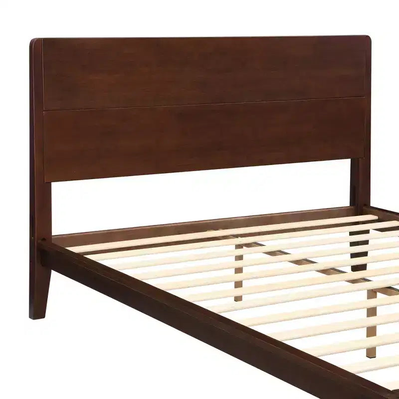 Cadre de lit plateforme en bambou avec lattes de support en bois, style moderne du milieu du siècle, tailles Full/Queen/King