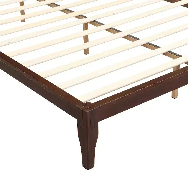 Cadre de lit plateforme en bambou avec lattes de support en bois, style moderne du milieu du siècle, tailles Full/Queen/King