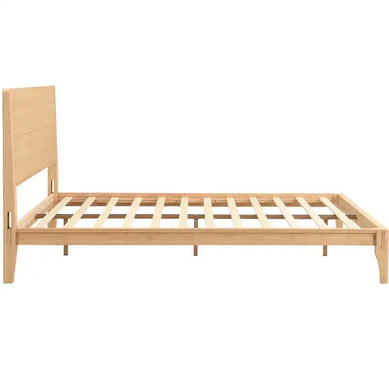 Cadre de lit plateforme en bambou avec lattes de support en bois, style moderne du milieu du siècle, tailles Full/Queen/King