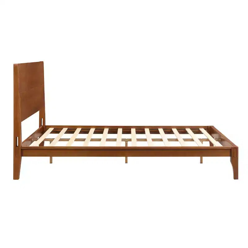 Cadre de lit plateforme en bambou avec lattes de support en bois, style moderne du milieu du siècle, tailles Full/Queen/King