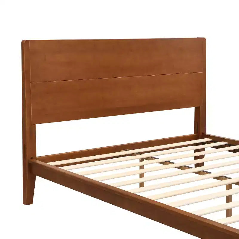 Cadre de lit plateforme en bambou avec lattes de support en bois, style moderne du milieu du siècle, tailles Full/Queen/King