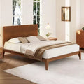 Full/Queen/King Size Bamboo Platform Bed Frame with Wood Support Slat, Mid-Century Modern Style - ModernLuxe
