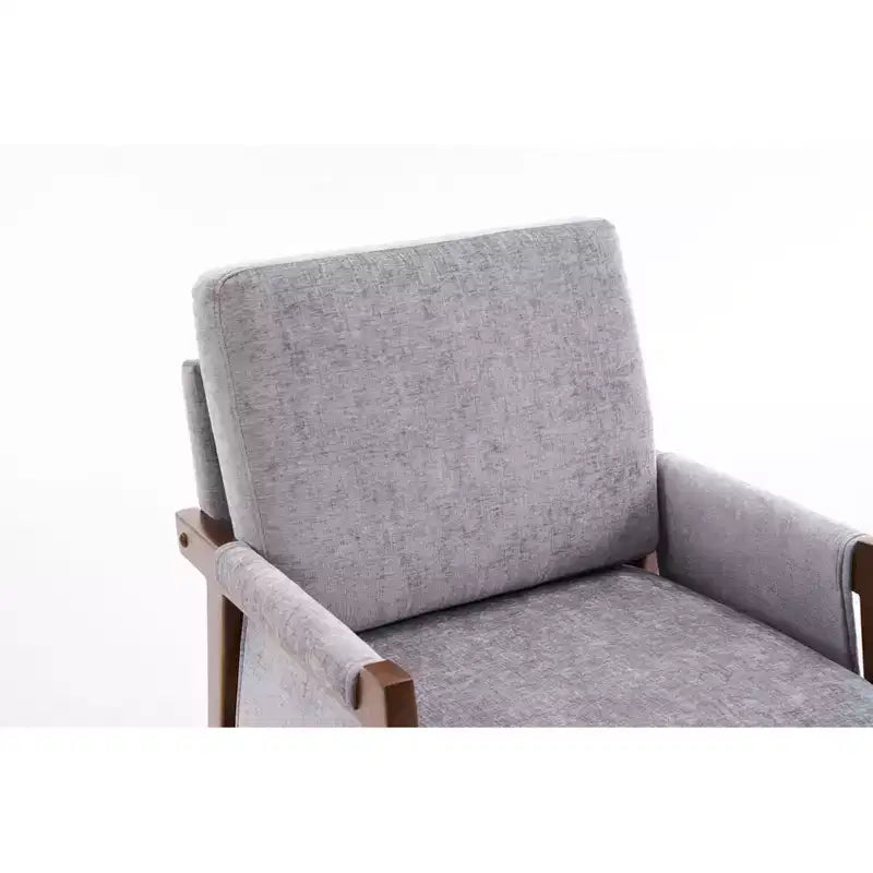 Fauteuil d'appoint moderne du milieu du siècle avec fauteuil de salon en bois rembourré en chenille avec accoudodoir, chaises de canapé simple pour salon, chambre à coucher