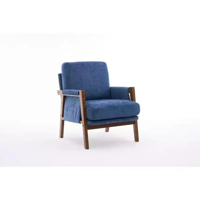 Fauteuil d'appoint moderne du milieu du siècle avec fauteuil de salon en bois rembourré en chenille avec accoudodoir, chaises de canapé simple pour salon, chambre à coucher