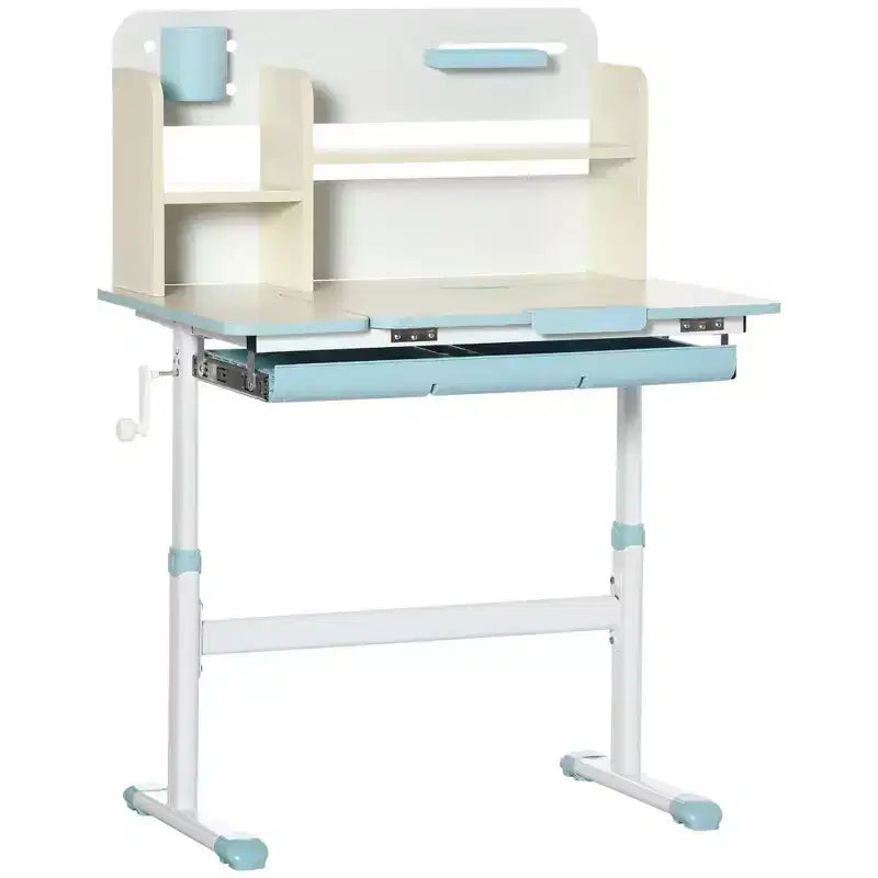 Bureau pour enfants en bois, bureau d'écriture pour enfants avec hauteur réglable et plateau inclinable, étagère de rangement et tiroir, table d'école pour étudiants de 3 à 12 ans