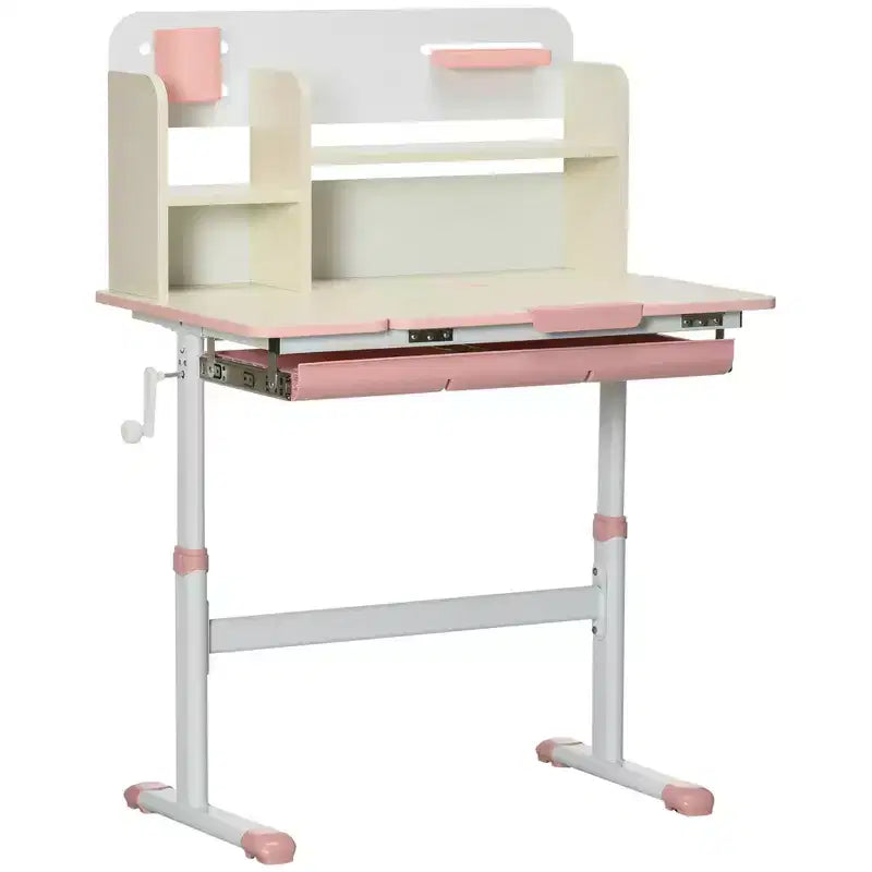 Bureau pour enfants en bois, bureau d'écriture pour enfants avec hauteur réglable et plateau inclinable, étagère de rangement et tiroir, table d'école pour étudiants de 3 à 12 ans