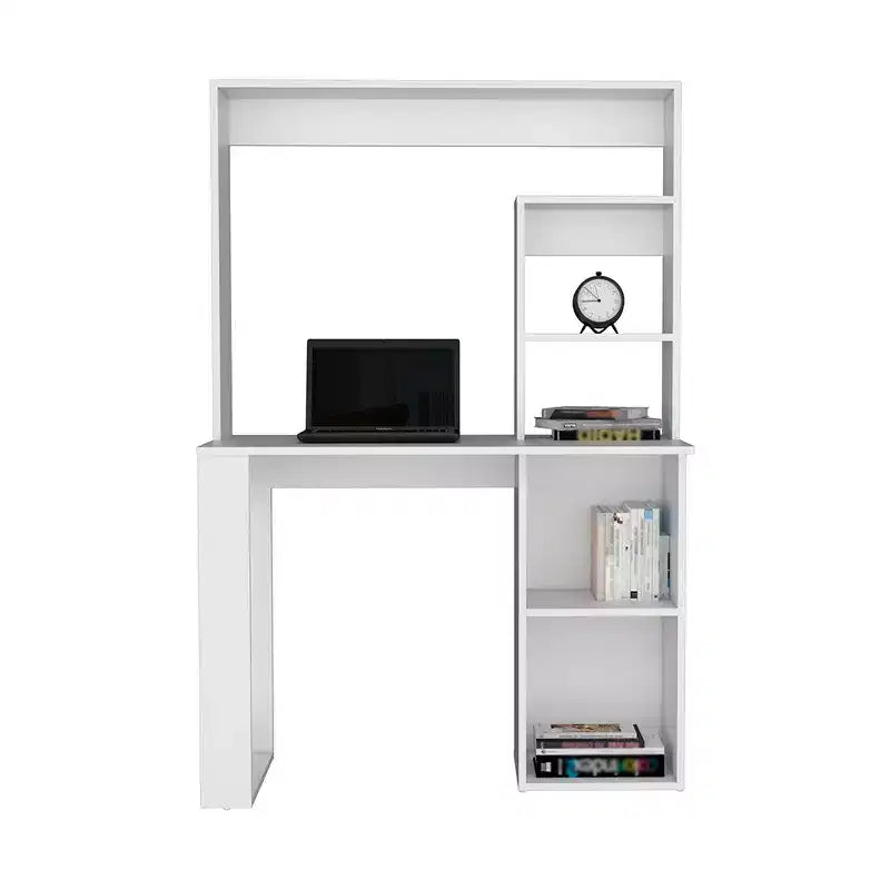 Bureau d'ordinateur 38,8 pouces, bureau d'écriture avec huche et 5 étagères de rangement, grand plateau, poste de travail moderne pour ordinateur portable, bureau, chambre à coucher, étude