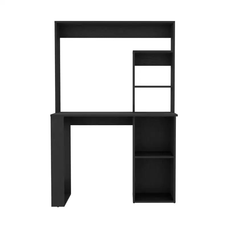 Bureau d'ordinateur 38,8 pouces, bureau d'écriture avec huche et 5 étagères de rangement, grand plateau, poste de travail moderne pour ordinateur portable, bureau, chambre à coucher, étude