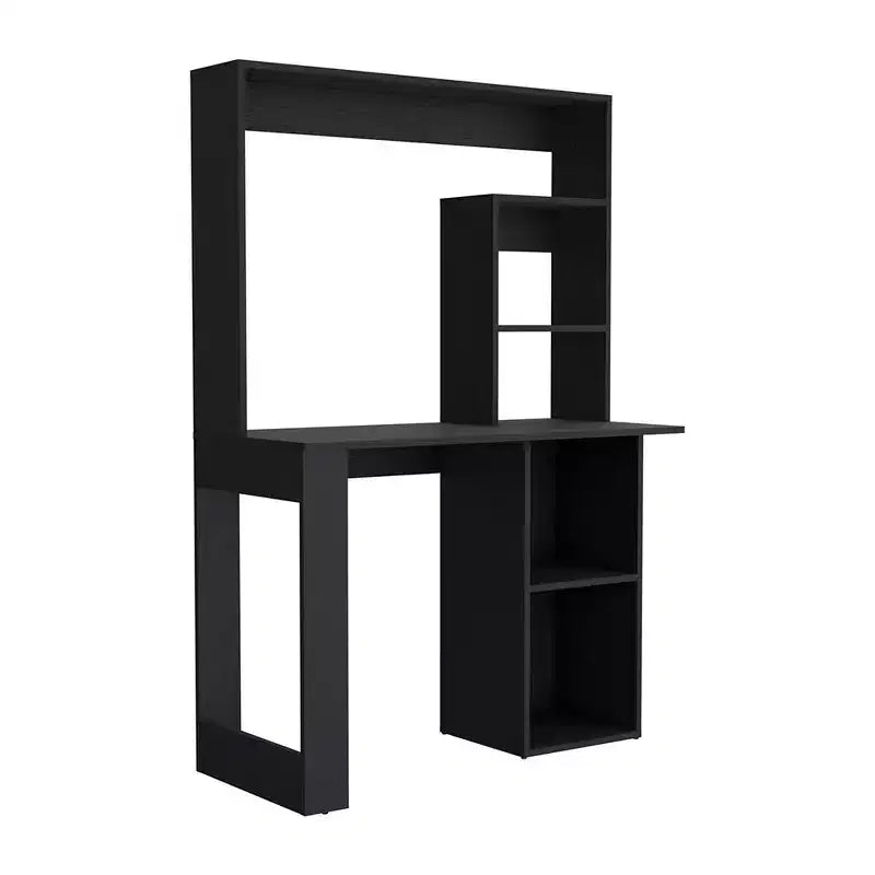 Bureau d'ordinateur 38,8 pouces, bureau d'écriture avec huche et 5 étagères de rangement, grand plateau, poste de travail moderne pour ordinateur portable, bureau, chambre à coucher, étude