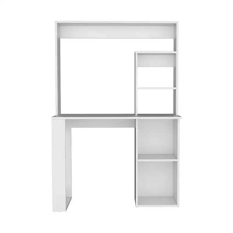 Bureau d'ordinateur 38,8 pouces, bureau d'écriture avec huche et 5 étagères de rangement, grand plateau, poste de travail moderne pour ordinateur portable, bureau, chambre à coucher, étude