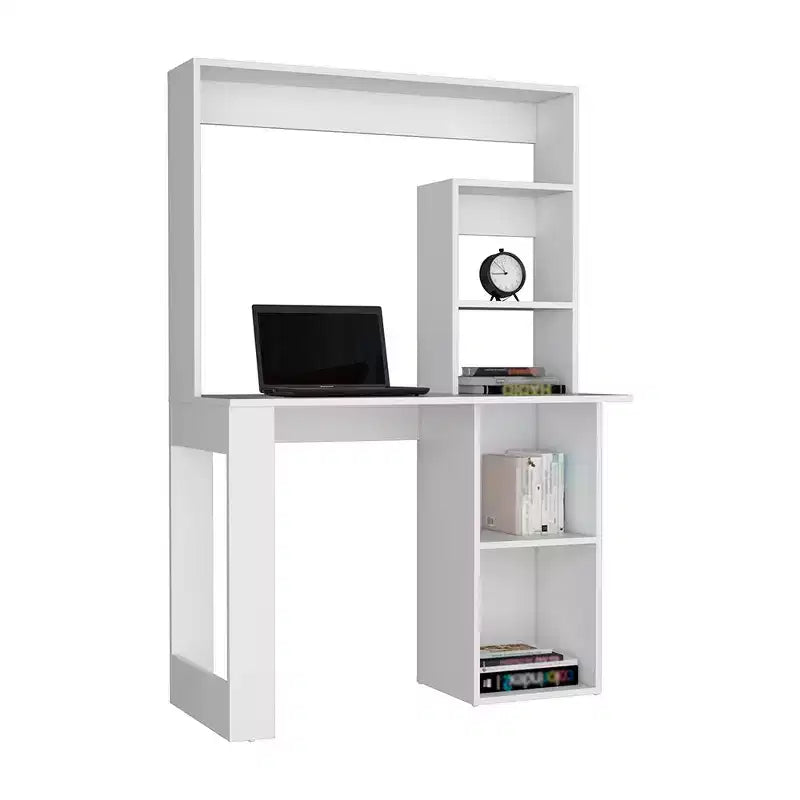 Bureau d'ordinateur 38,8 pouces, bureau d'écriture avec huche et 5 étagères de rangement, grand plateau, poste de travail moderne pour ordinateur portable, bureau, chambre à coucher, étude
