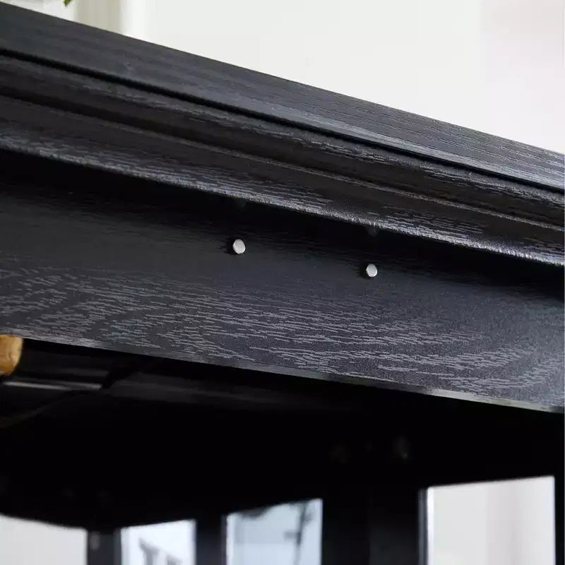 Bibliothèque vitrine antique - MDF noir+Verre, 4 portes, Étagères réglables, Ampoule E26