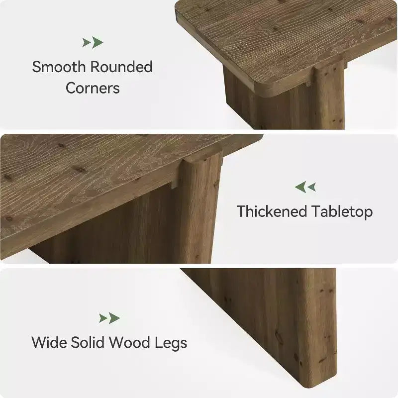 Table basse de ferme en bois massif de 119 cm – Table centrale à piédestal robuste avec plateau spacieux