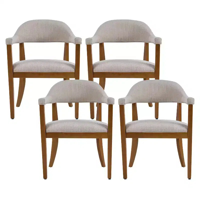 Chaises de salle à manger modernes rembourrées en bois d'hévéa avec accoudoirs (Lot de 4)
