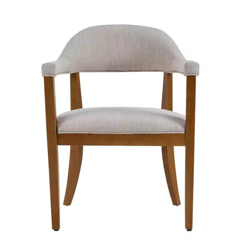 Chaises de salle à manger modernes rembourrées en bois d'hévéa avec accoudoirs (Lot de 4)