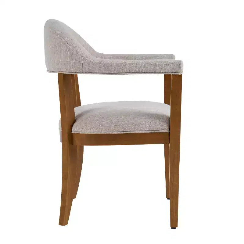 Chaises de salle à manger modernes rembourrées en bois d'hévéa avec accoudoirs (Lot de 4)