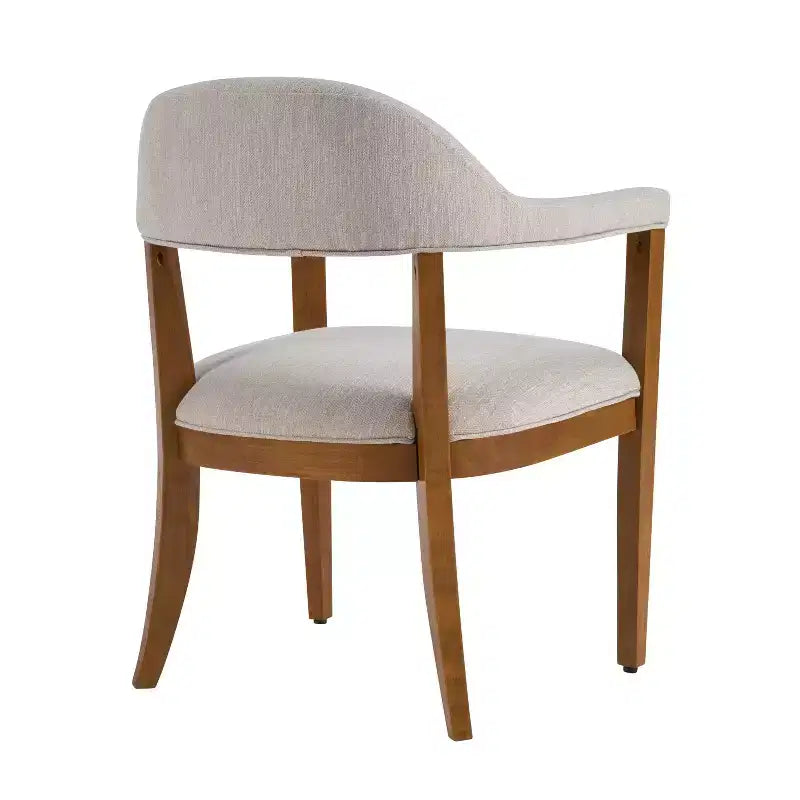 Chaises de salle à manger modernes rembourrées en bois d'hévéa avec accoudoirs (Lot de 4)